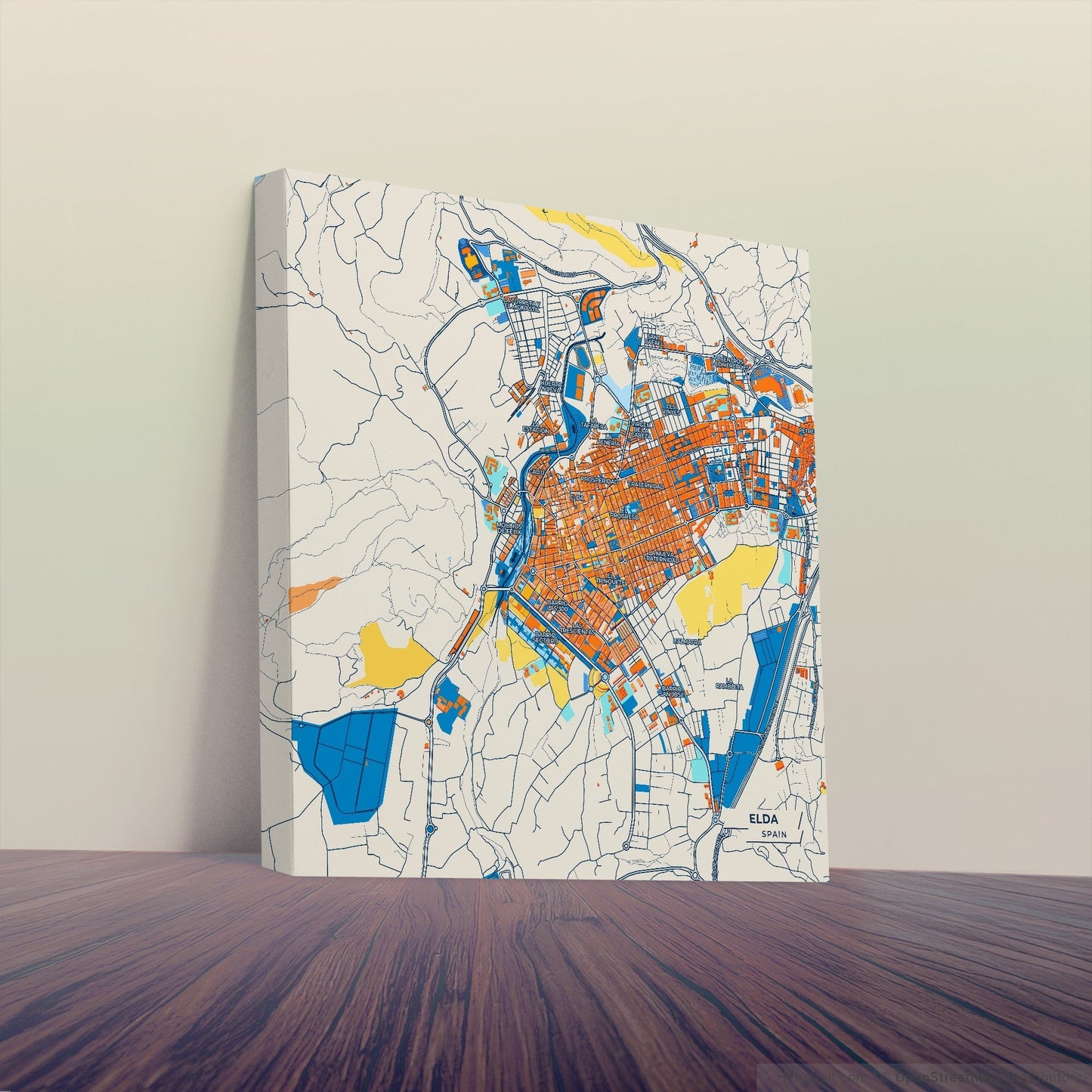 Elda Spain Colorful City Map Canvas Print