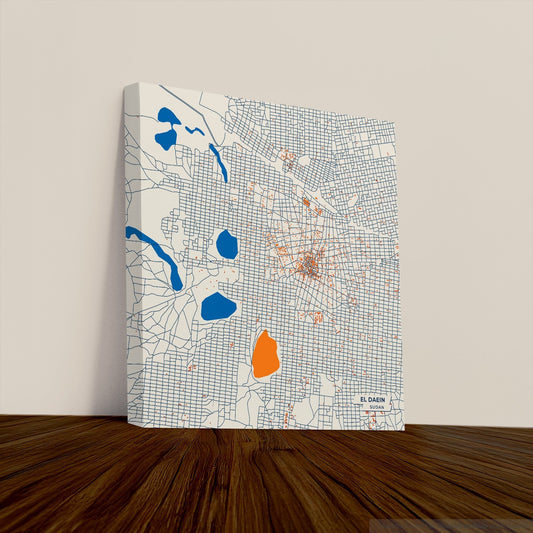 El Daein Sudan Colorful City Map Canvas Print
