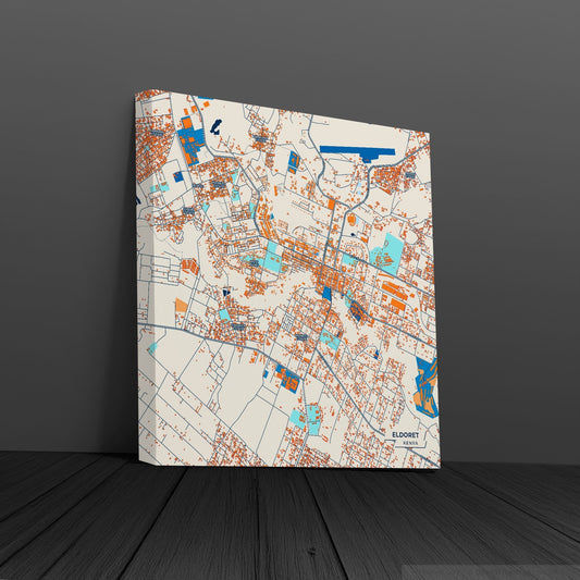 Eldoret Kenya Colorful City Map Canvas Print
