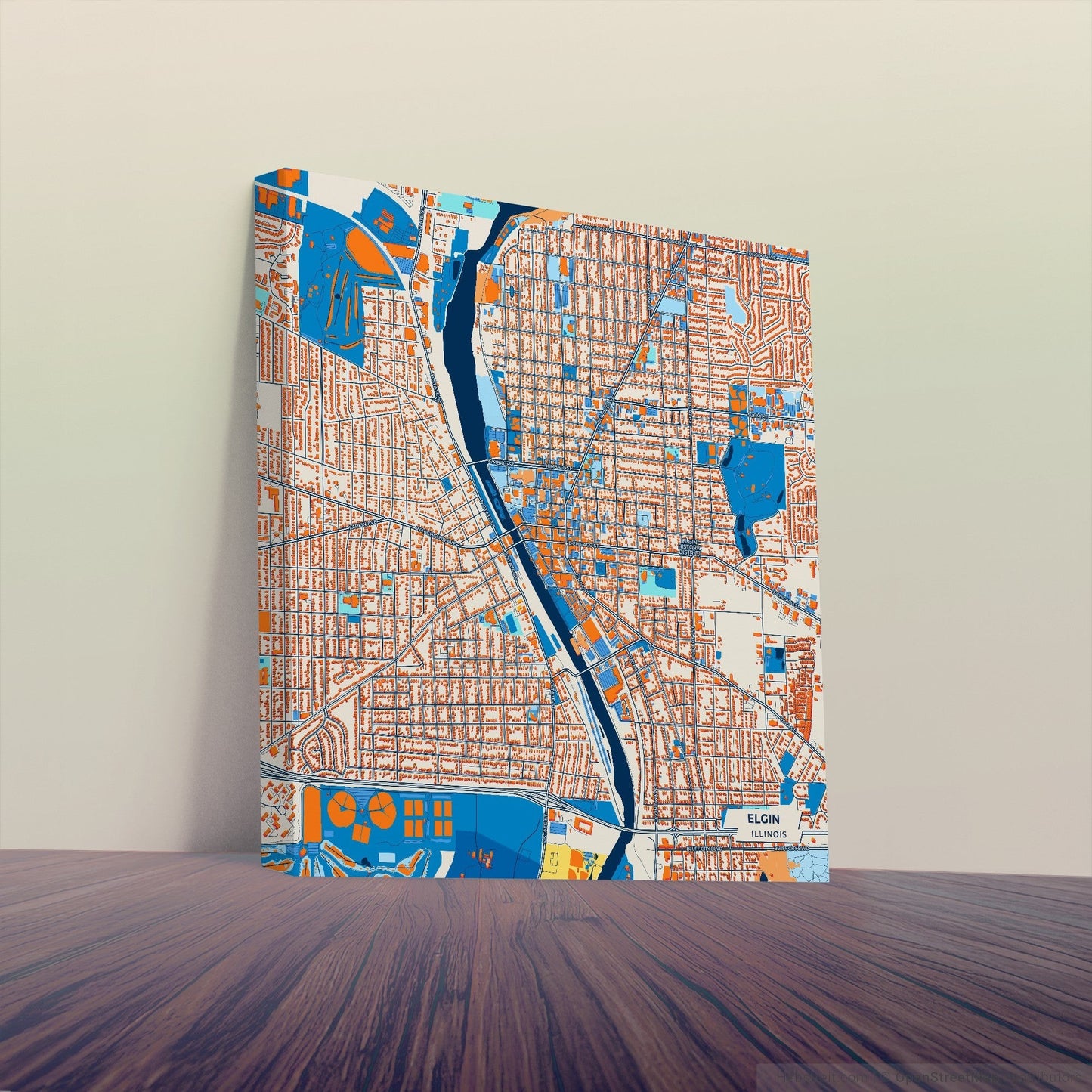 Elgin Illinois Colorful City Map Canvas Print