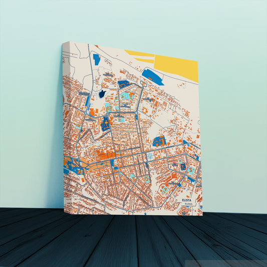 Элиста Russia Colorful City Map Canvas Print