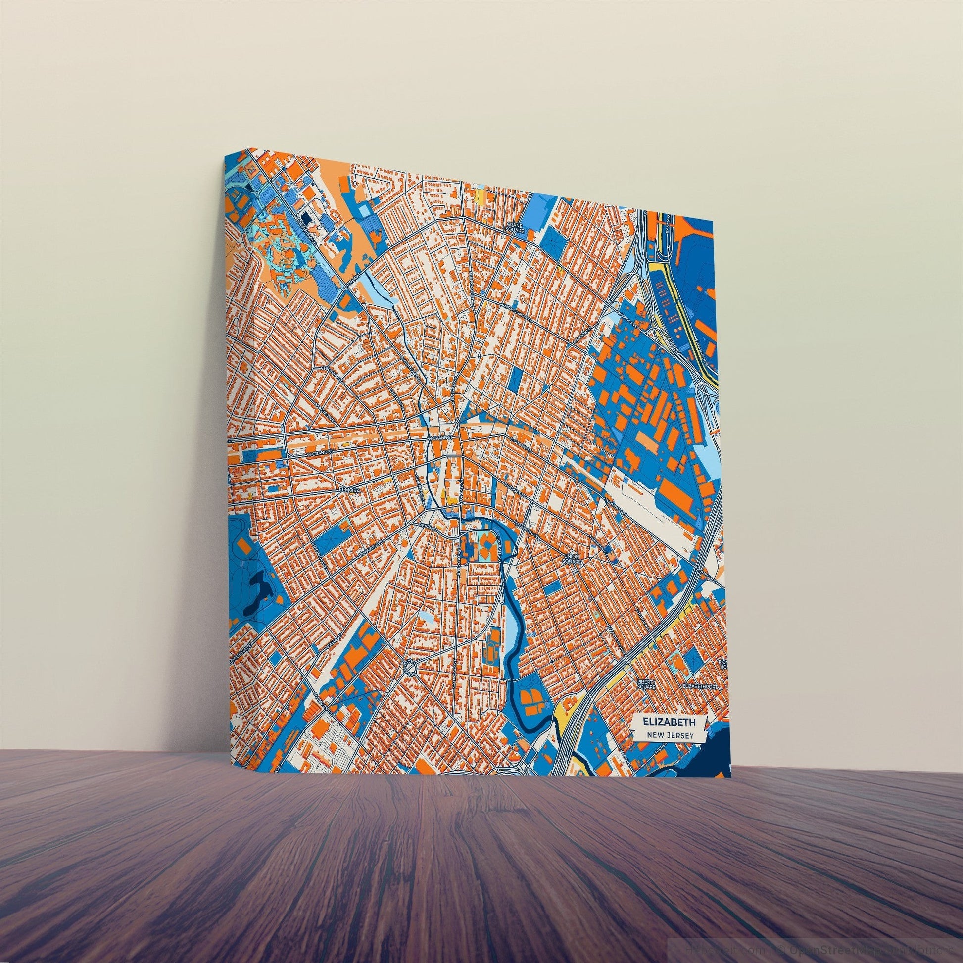 Elizabeth New Jersey Colorful City Map Canvas Print
