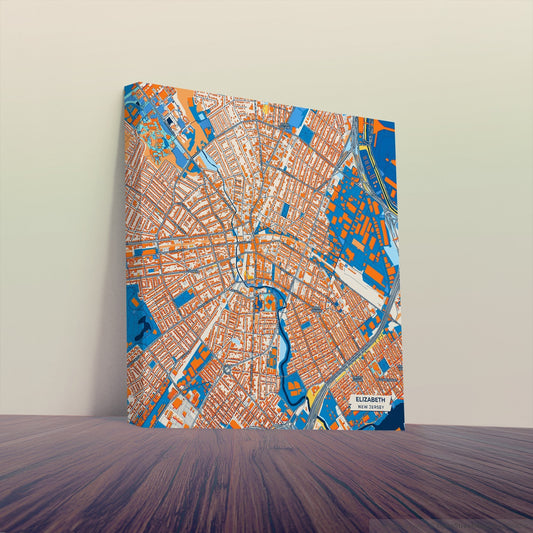Elizabeth New Jersey Colorful City Map Canvas Print