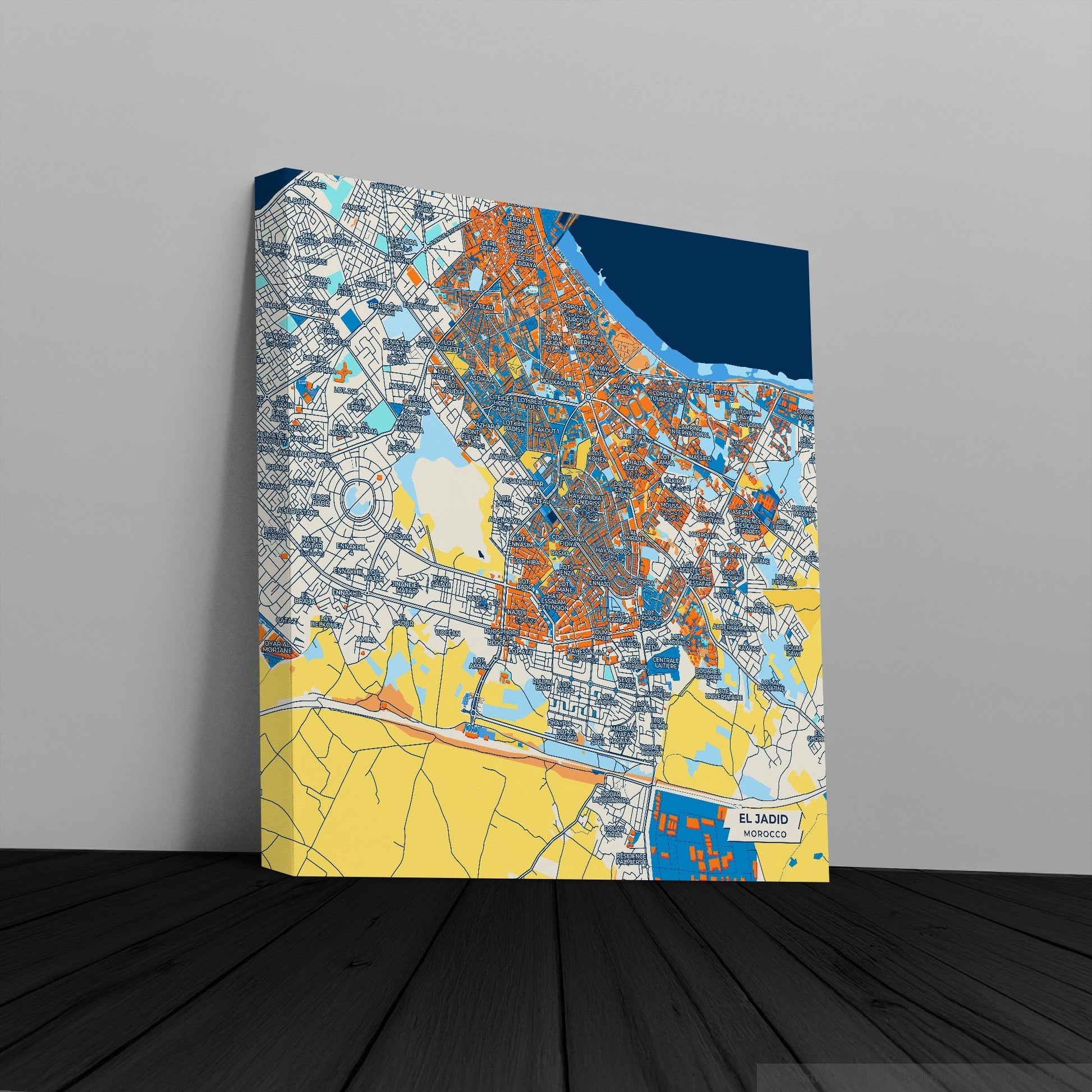 El Jadid Morocco Colorful City Map Canvas Print