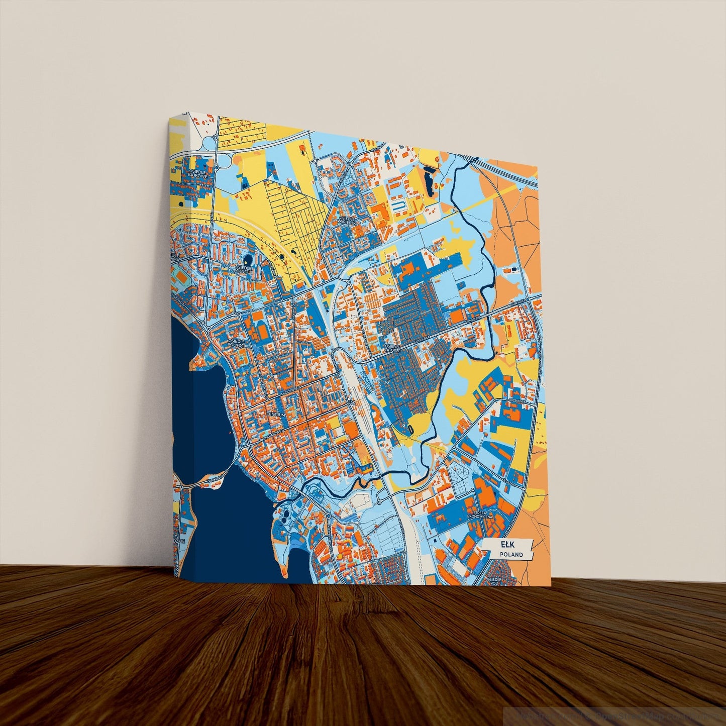Ełk Poland Colorful City Map Canvas Print
