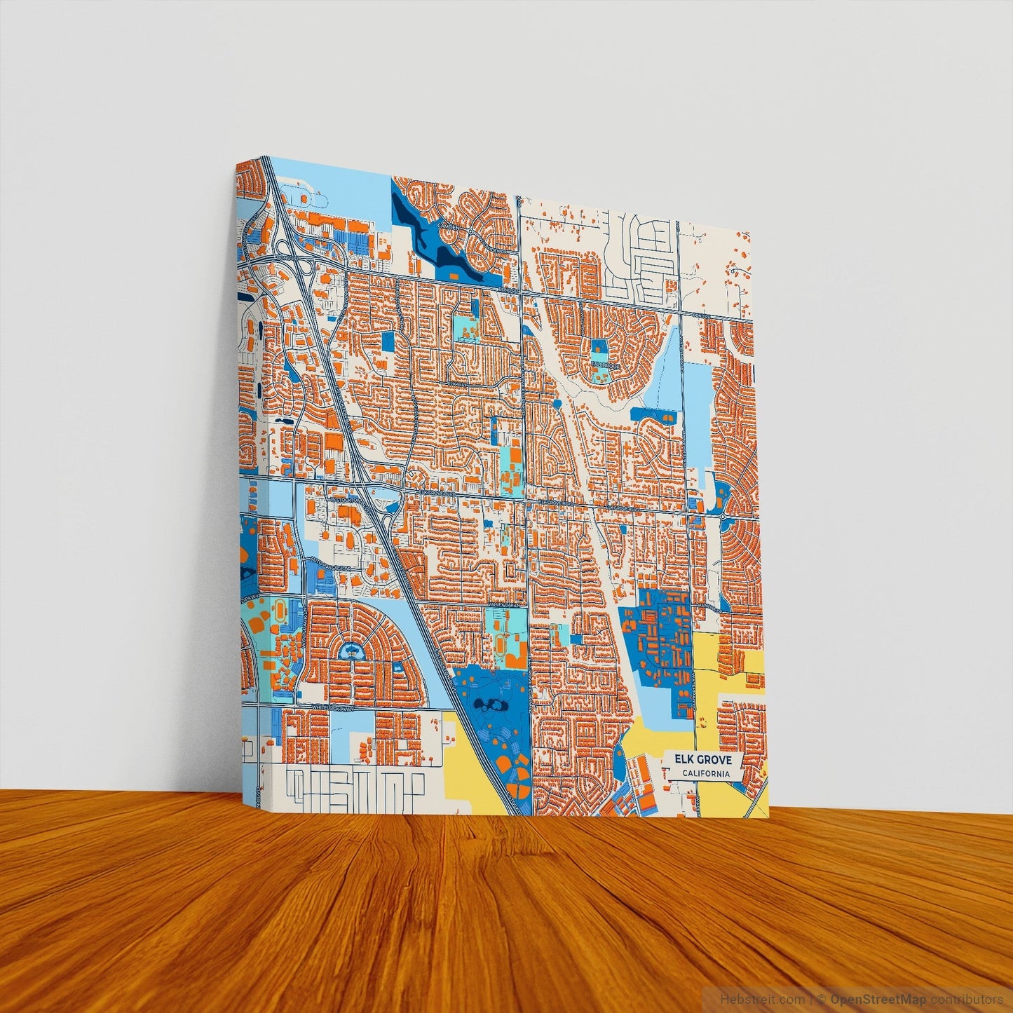 Elk Grove California Colorful City Map Canvas Print