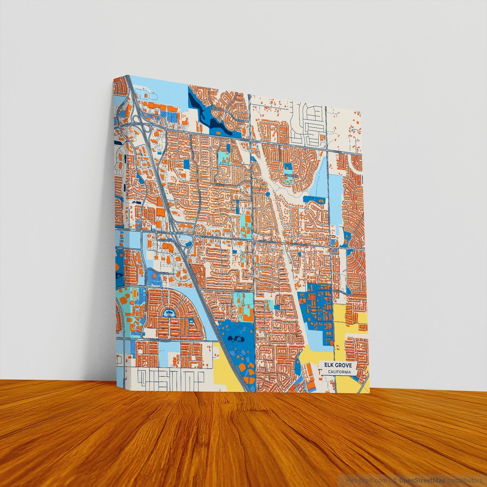 Elk Grove California Colorful City Map Canvas Print