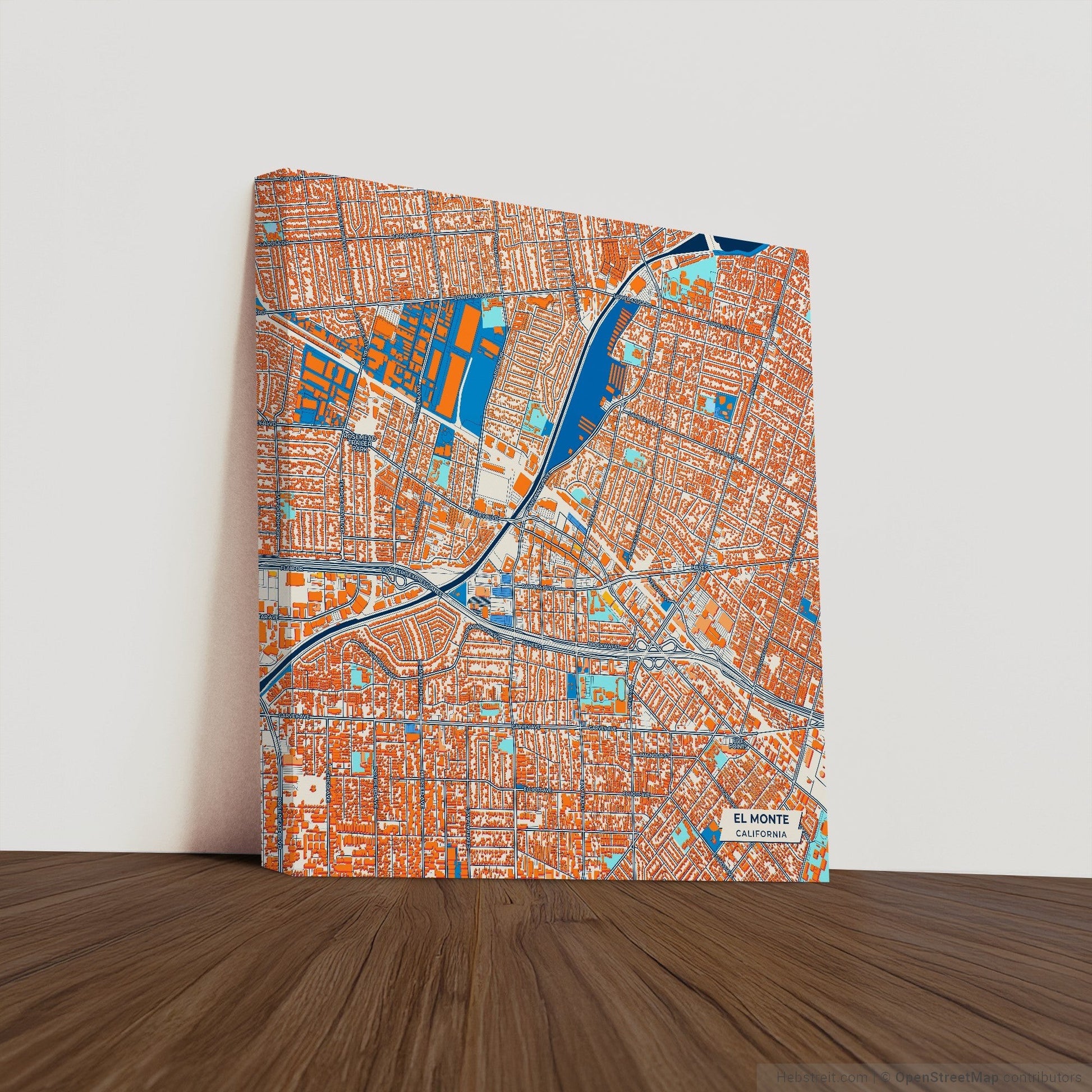 El Monte California Colorful City Map Canvas Print
