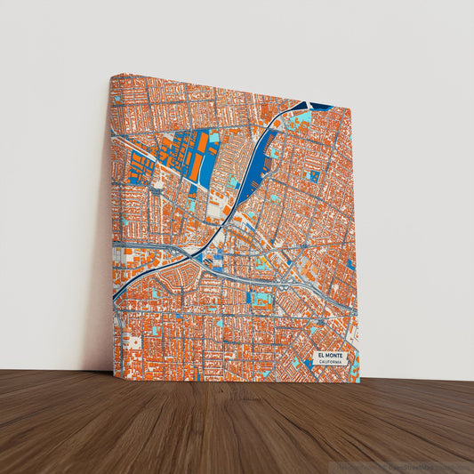 El Monte California Colorful City Map Canvas Print