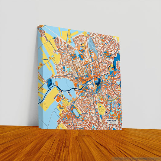 Elmshorn Germany Colorful City Map Canvas Print