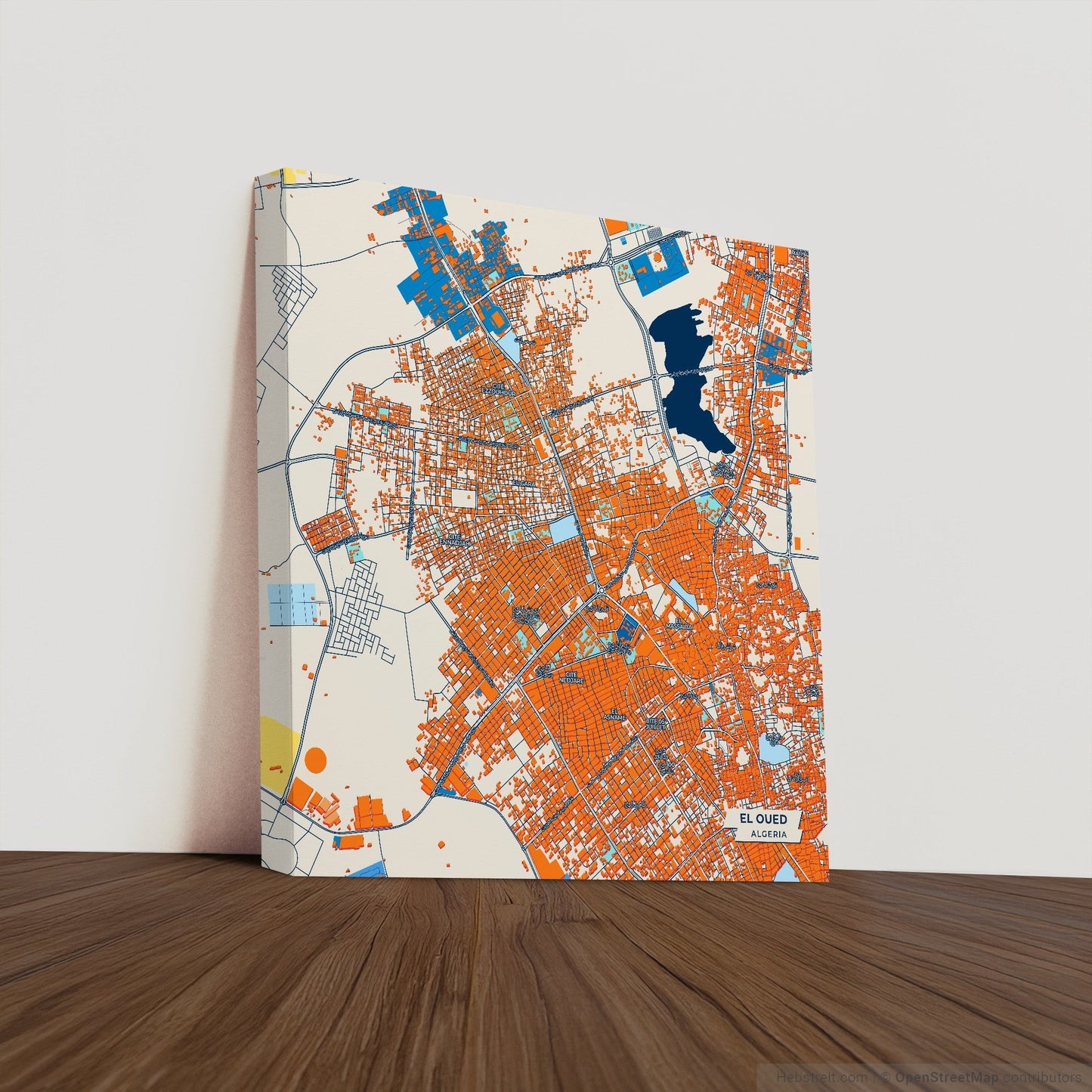 El Oued Algeria Colorful City Map Canvas Print
