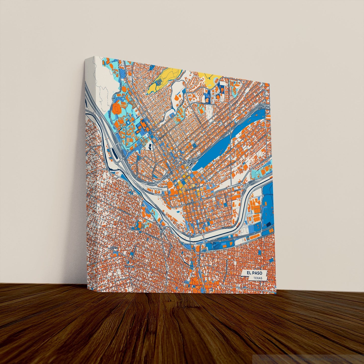 El Paso Texas Colorful City Map Canvas Print