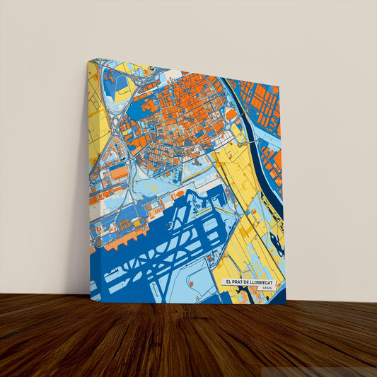 El Prat De Llobregat Spain Colorful City Map Canvas Print
