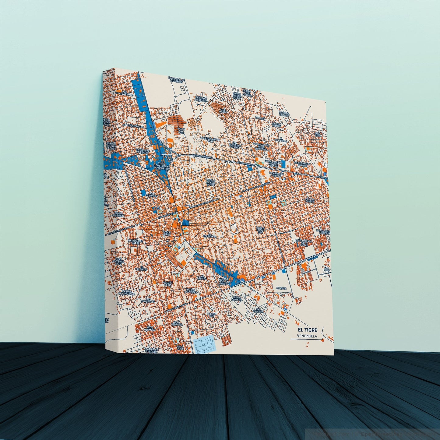 El Tigre Venezuela Colorful City Map Canvas Print