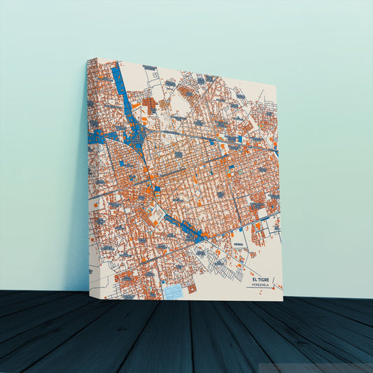 El Tigre Venezuela Colorful City Map Canvas Print