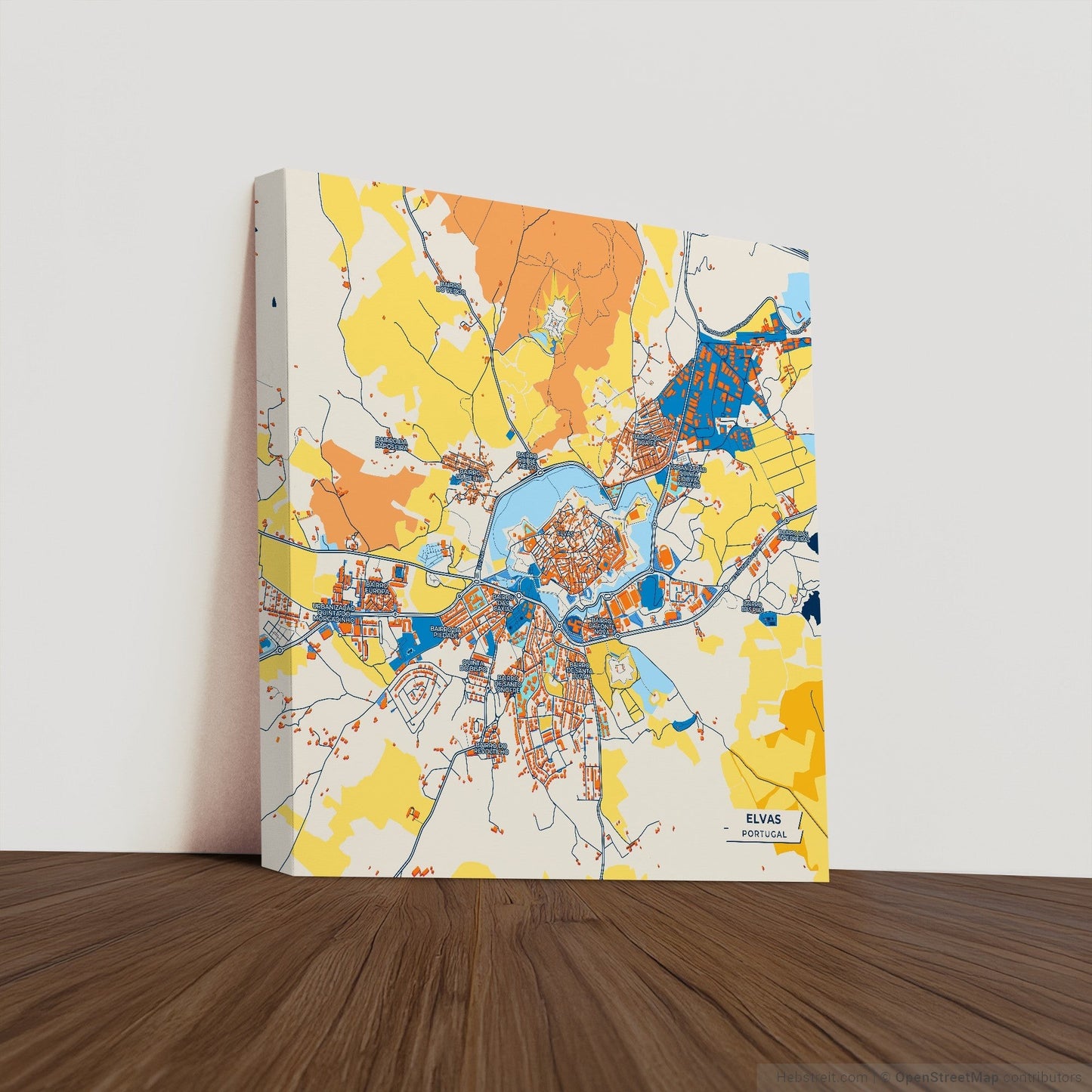Elvas Portugal Colorful City Map Canvas Print