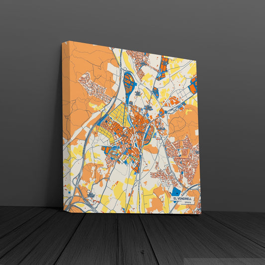 El Vendrell Spain Colorful City Map Canvas Print