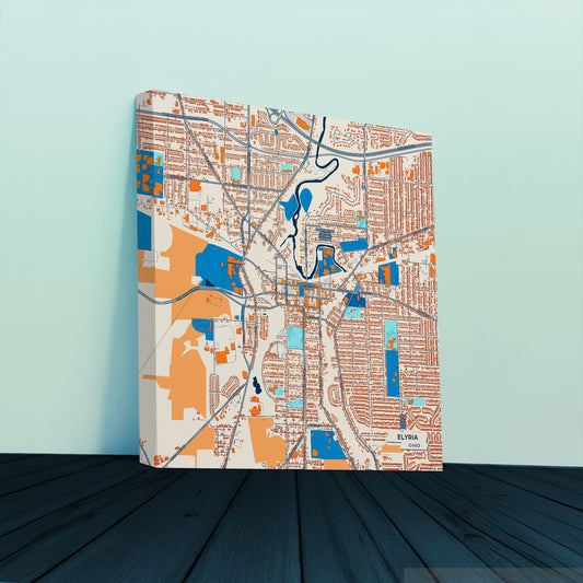 Elyria Ohio Colorful City Map Canvas Print
