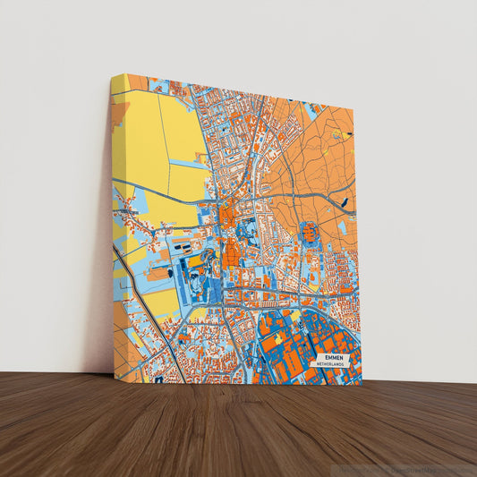 Emmen Netherlands Colorful City Map Canvas Print