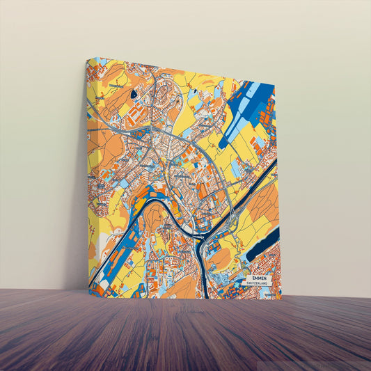 Emmen Switzerland Colorful City Map Canvas Print