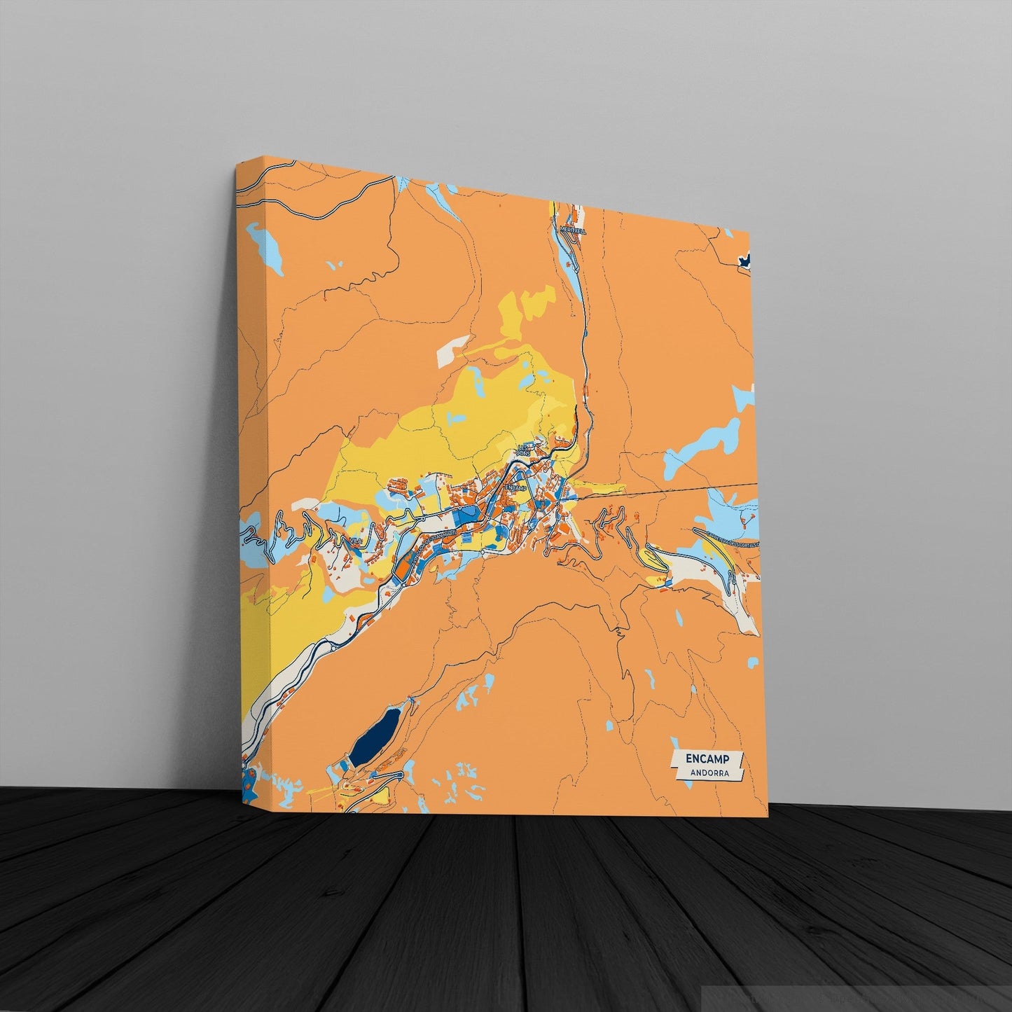 Encamp Andorra Colorful City Map Canvas Print