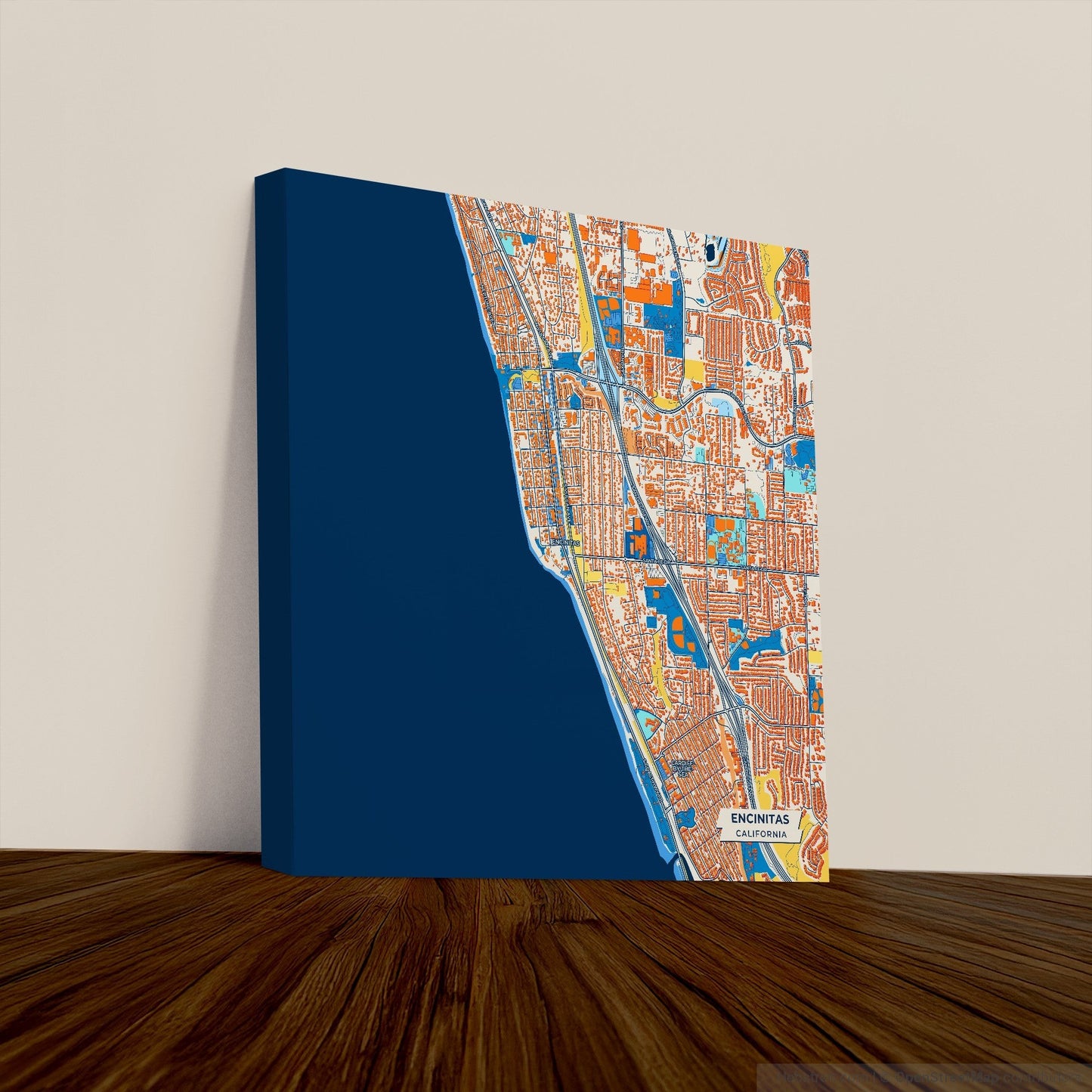 Encinitas California Colorful City Map Canvas Print