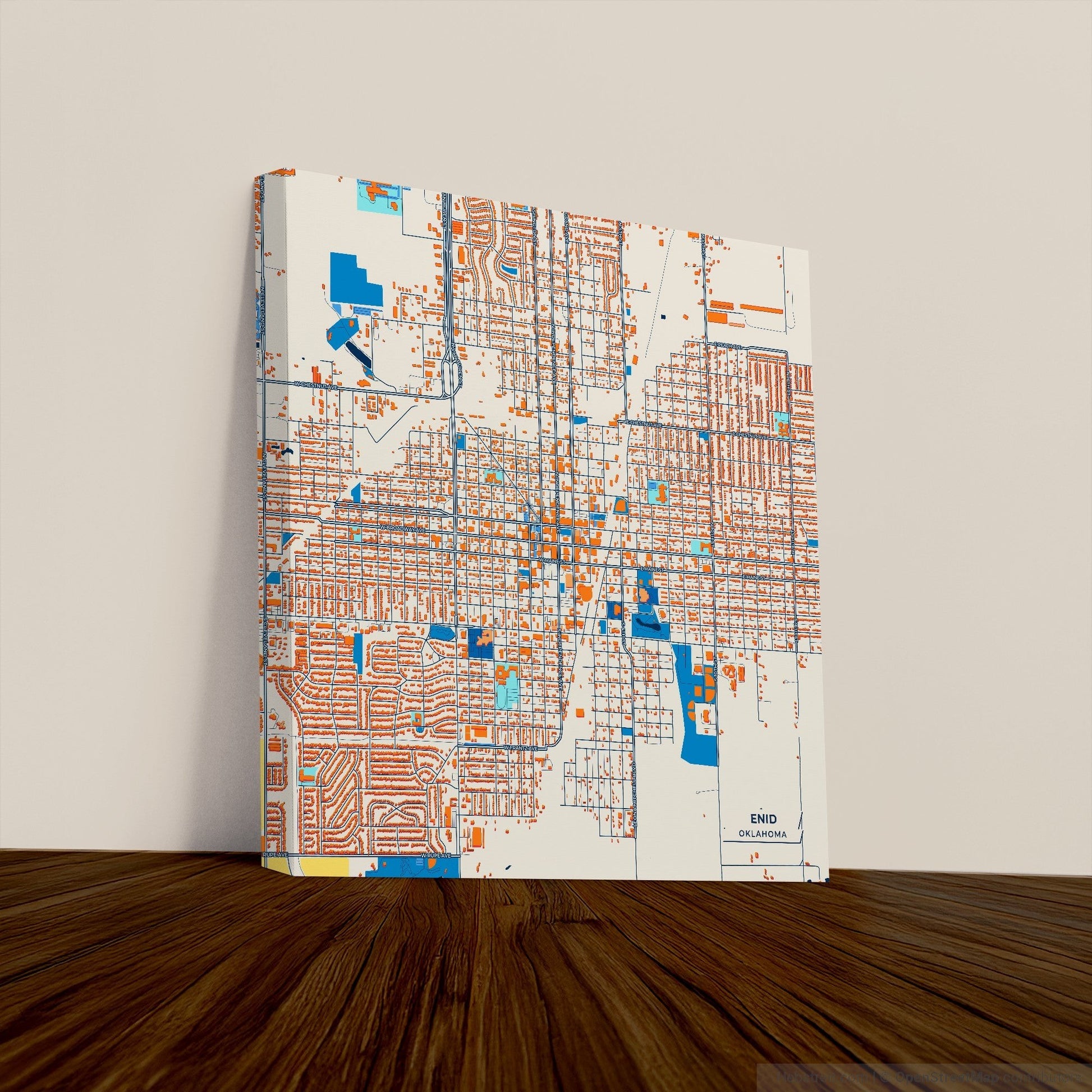 Enid Oklahoma Colorful City Map Canvas Print