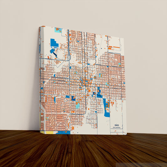 Enid Oklahoma Colorful City Map Canvas Print