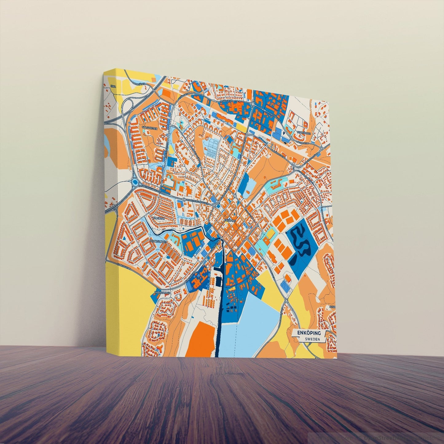 Enköping Sweden Colorful City Map Canvas Print