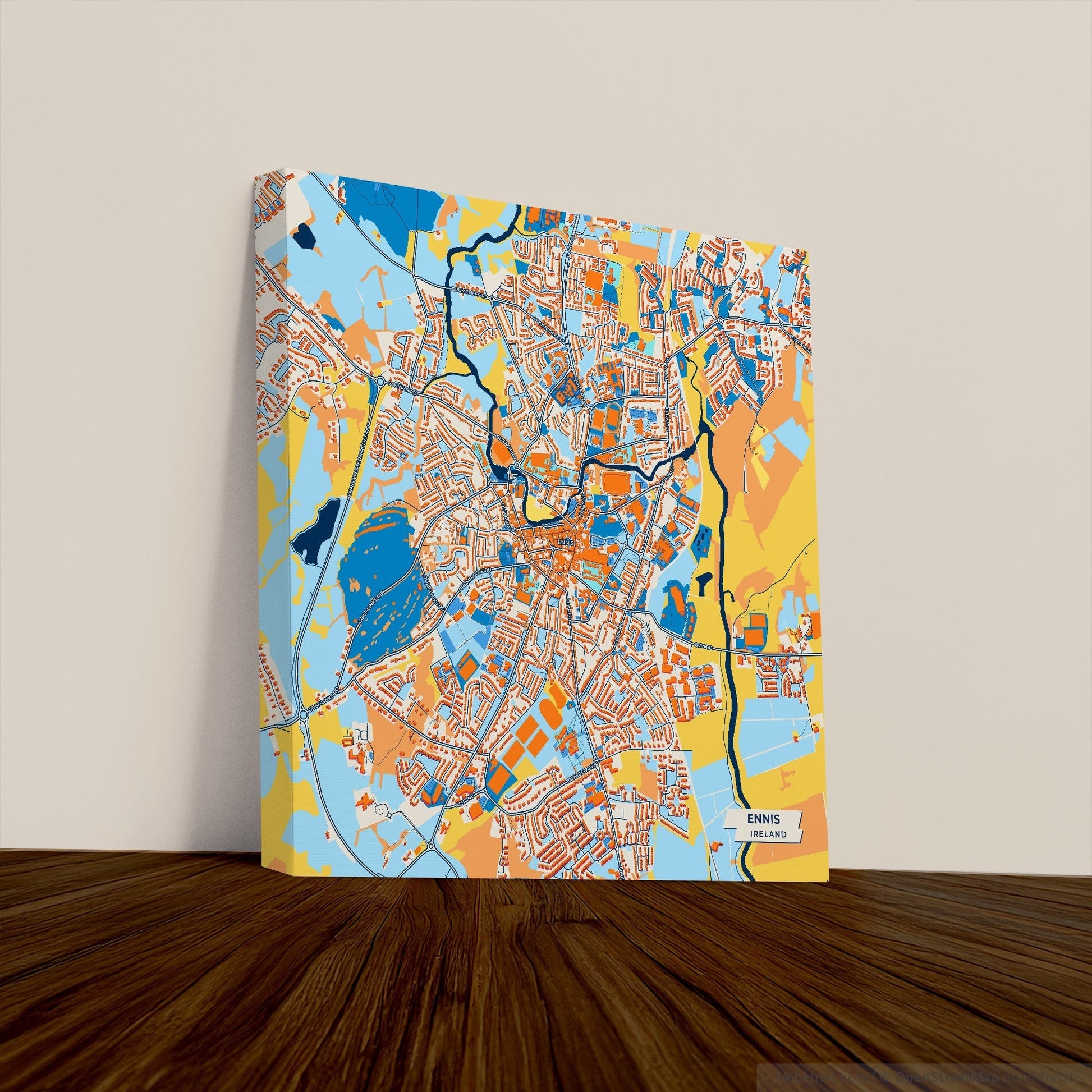 Ennis Ireland Colorful City Map Canvas Print