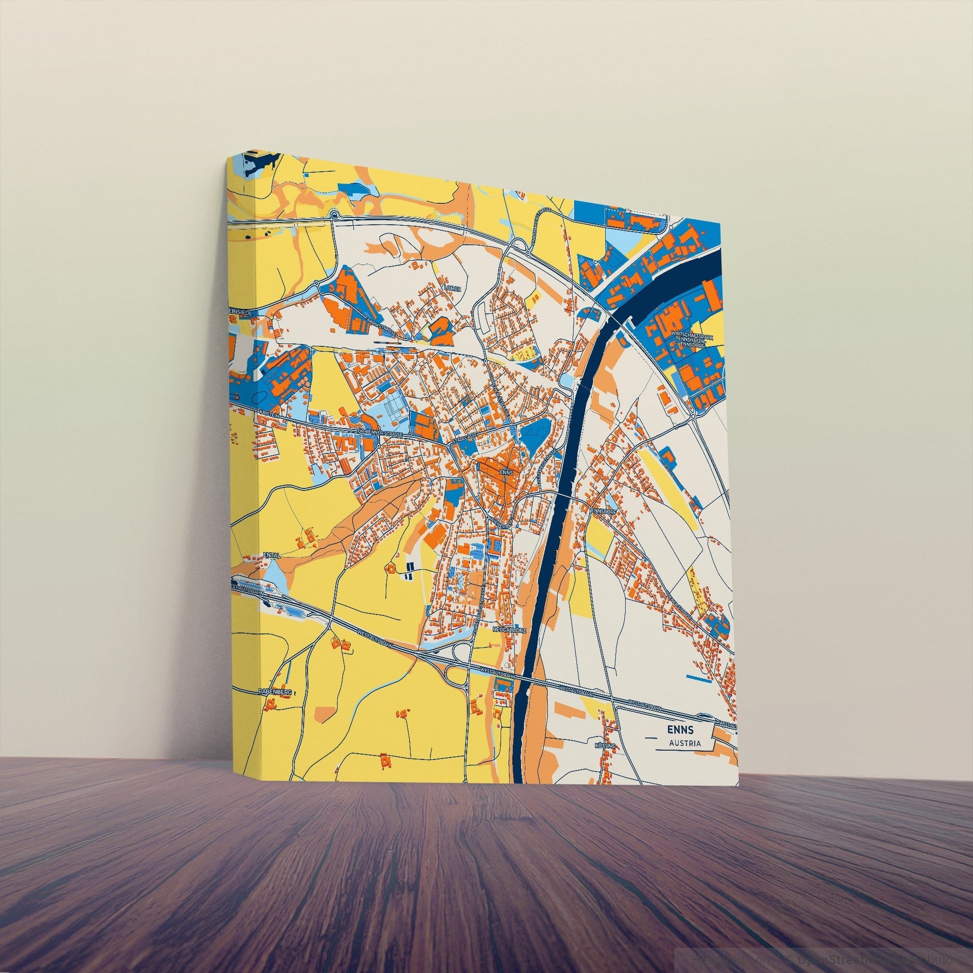 Enns Austria Colorful City Map Canvas Print