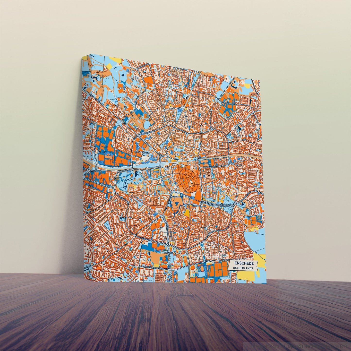 Enschede Netherlands Colorful City Map Canvas Print
