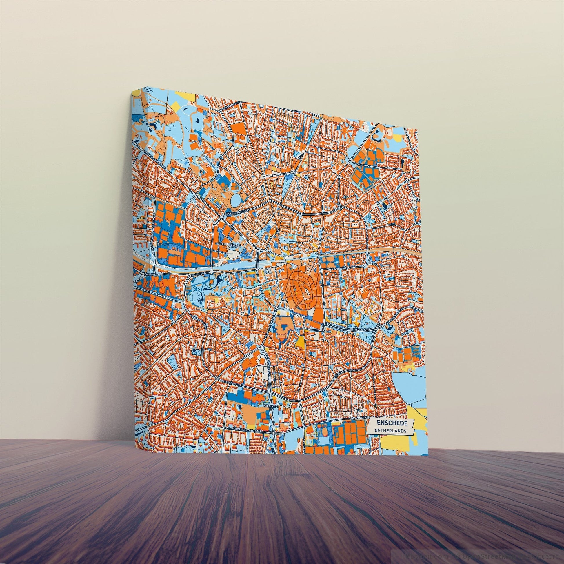 Enschede Netherlands Colorful City Map Canvas Print