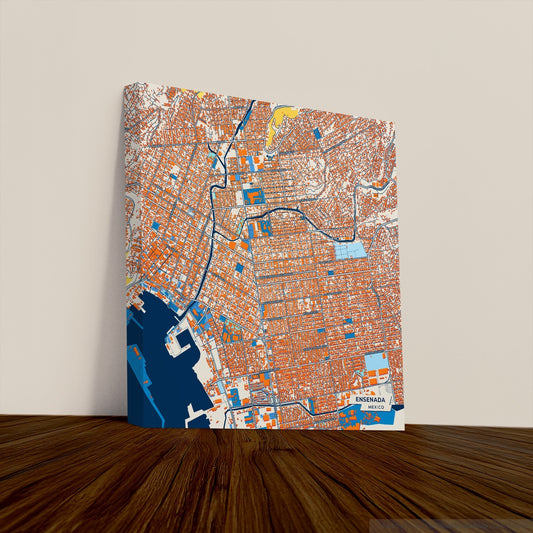 Ensenada Mexico Colorful City Map Canvas Print