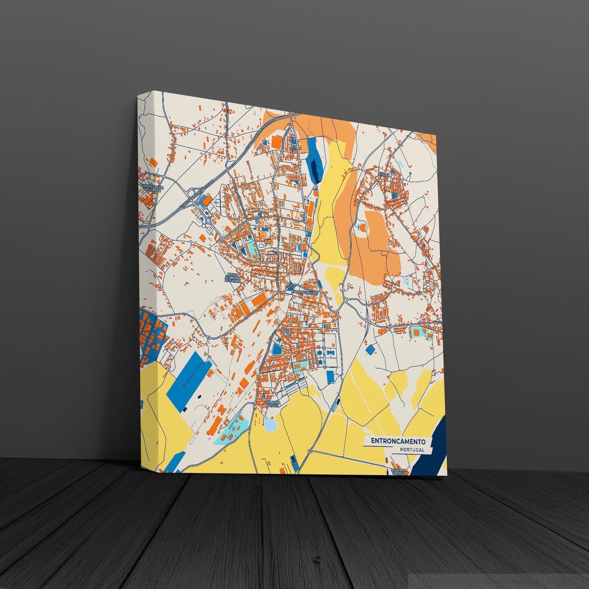 Entroncamento Portugal Colorful City Map Canvas Print