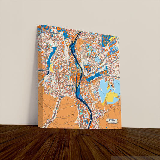 Épinal France Colorful City Map Canvas Print