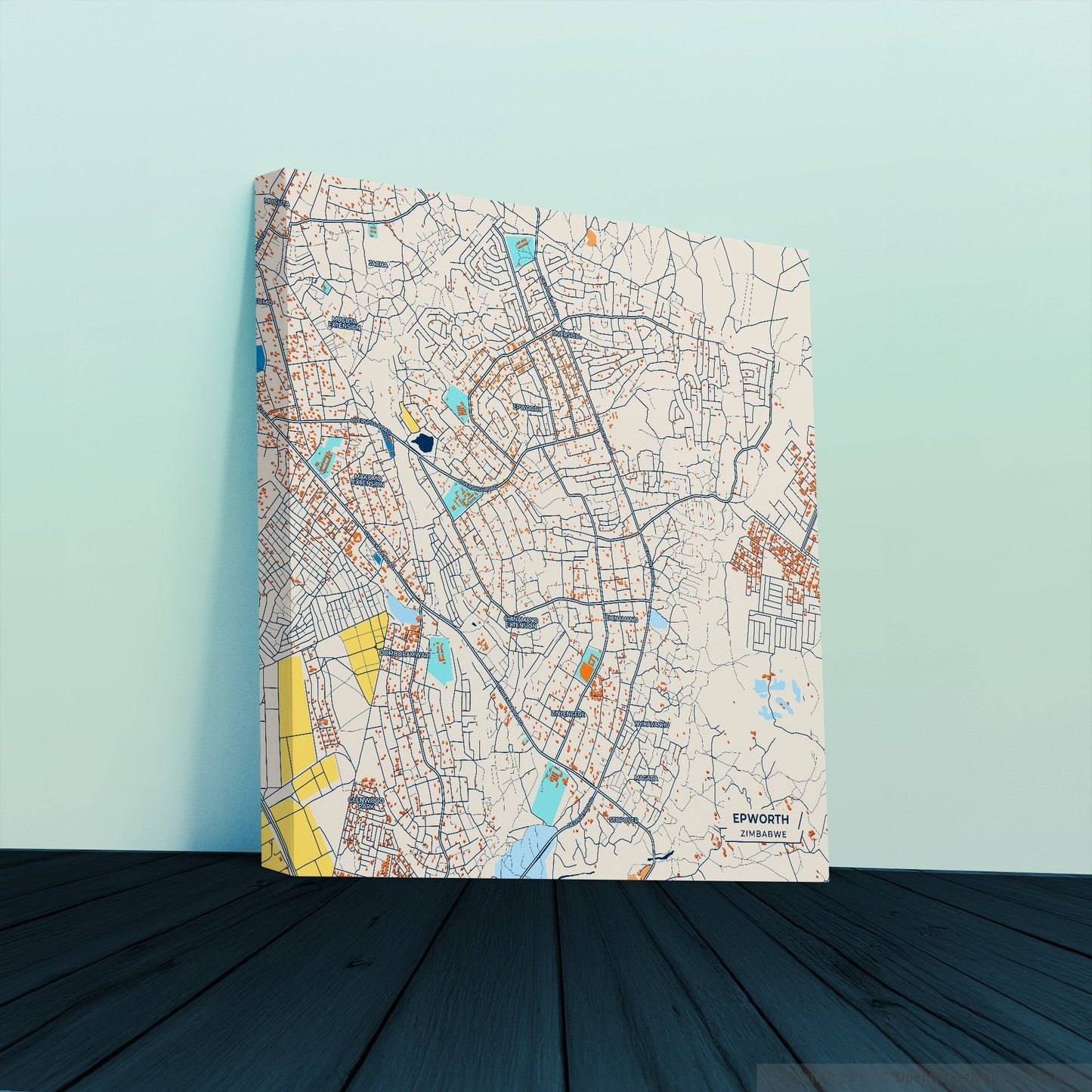 Epworth Zimbabwe Colorful City Map Canvas Print