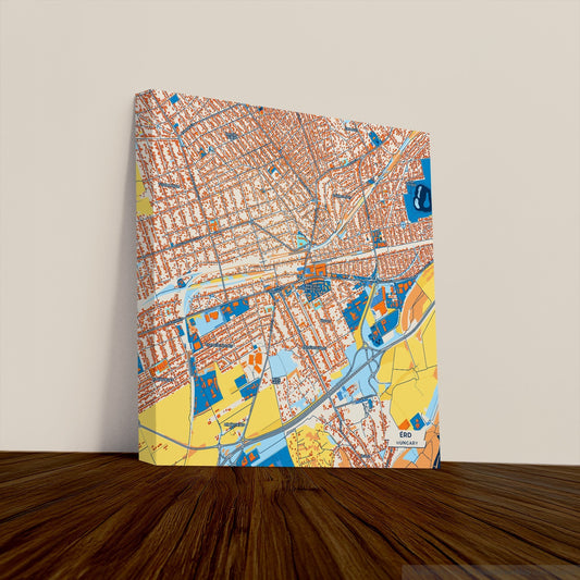 Érd Hungary Colorful City Map Canvas Print