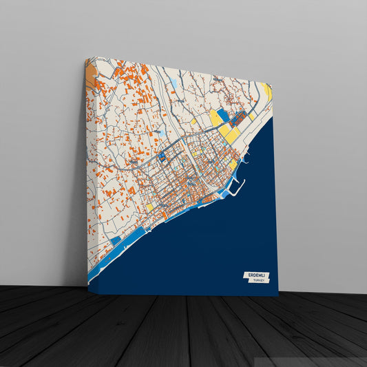 Erdemli̇ Turkey Colorful City Map Canvas Print