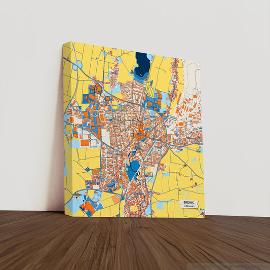 Erding Germany Colorful City Map Canvas Print