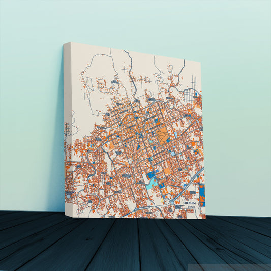Erechim Brazil Colorful City Map Canvas Print