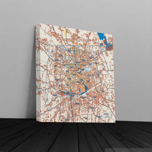 Ereğli Turkey Colorful City Map Canvas Print