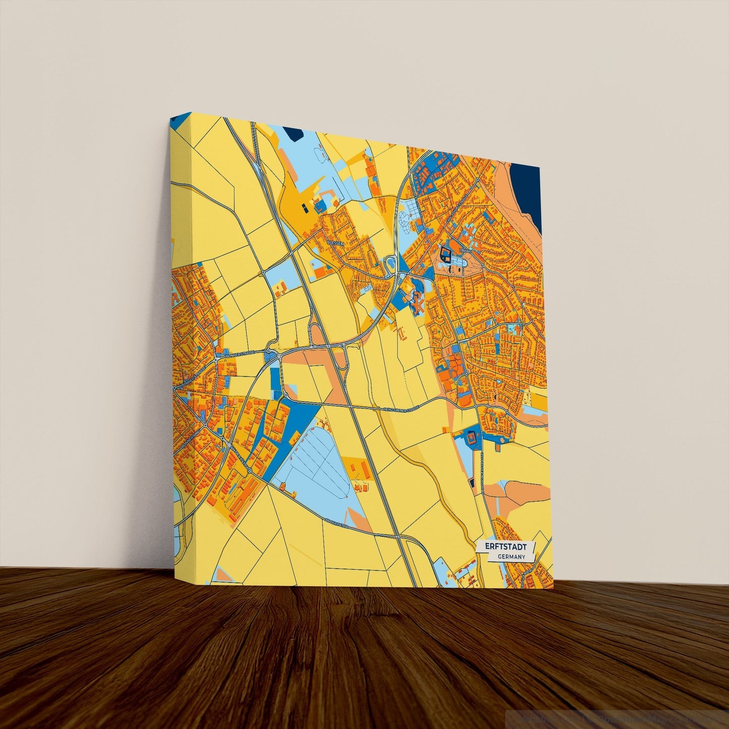 Erftstadt Germany Colorful City Map Canvas Print