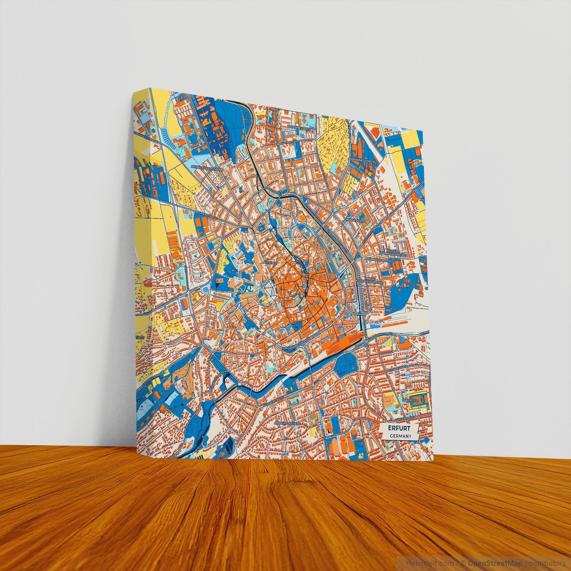 Erfurt Germany Colorful City Map Canvas Print