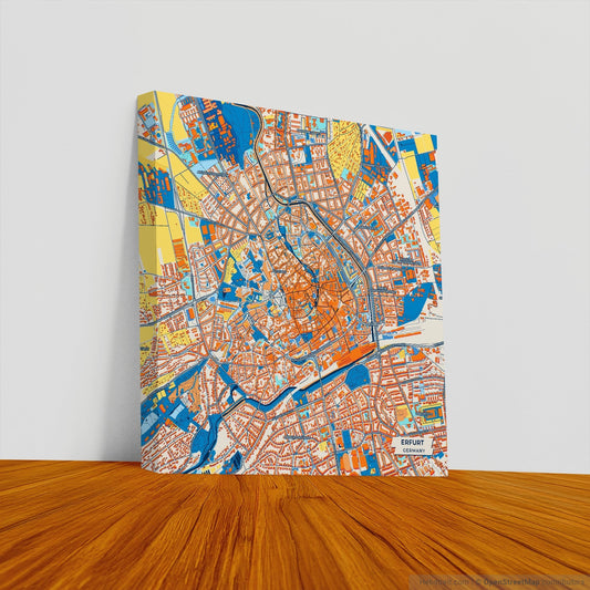 Erfurt Germany Colorful City Map Canvas Print
