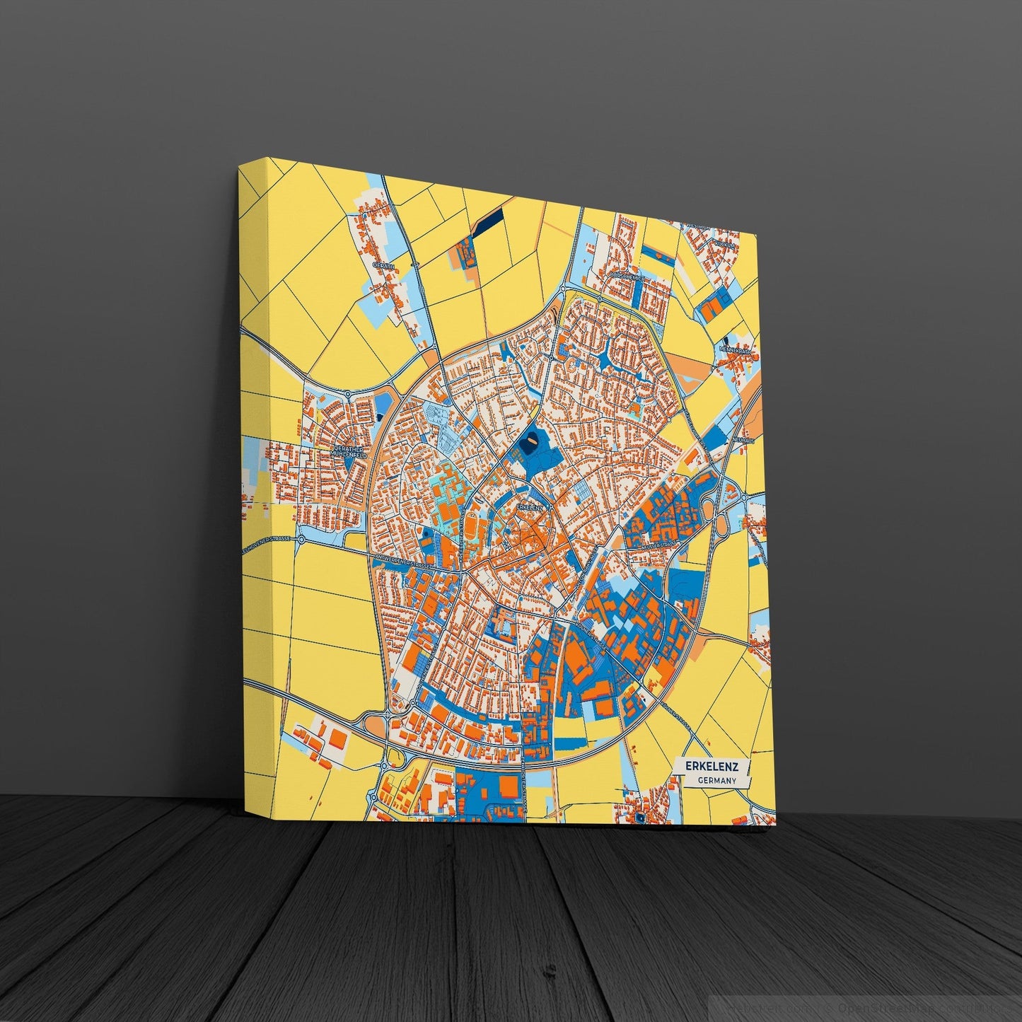 Erkelenz Germany Colorful City Map Canvas Print