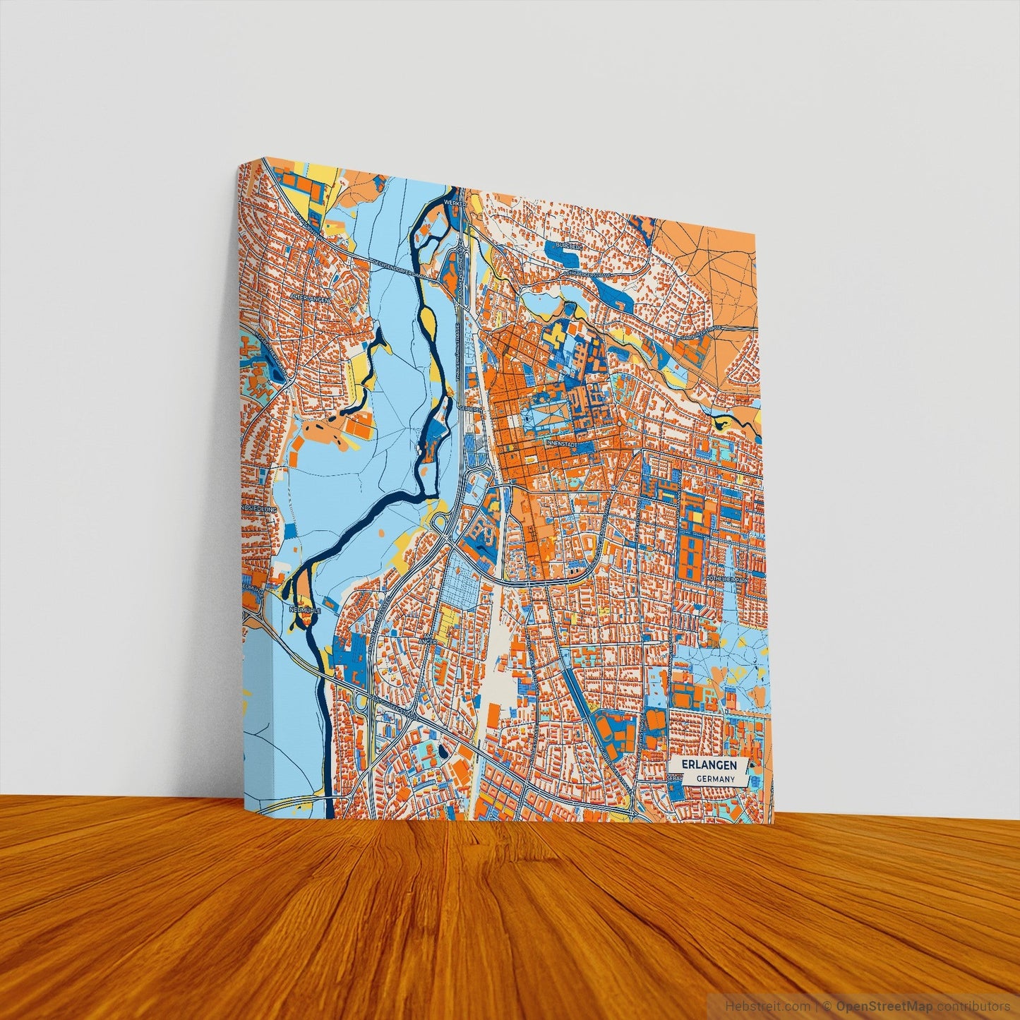 Erlangen Germany Colorful City Map Canvas Print