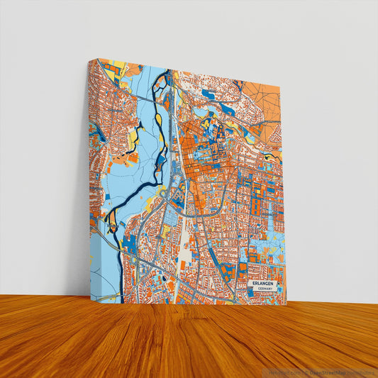 Erlangen Germany Colorful City Map Canvas Print