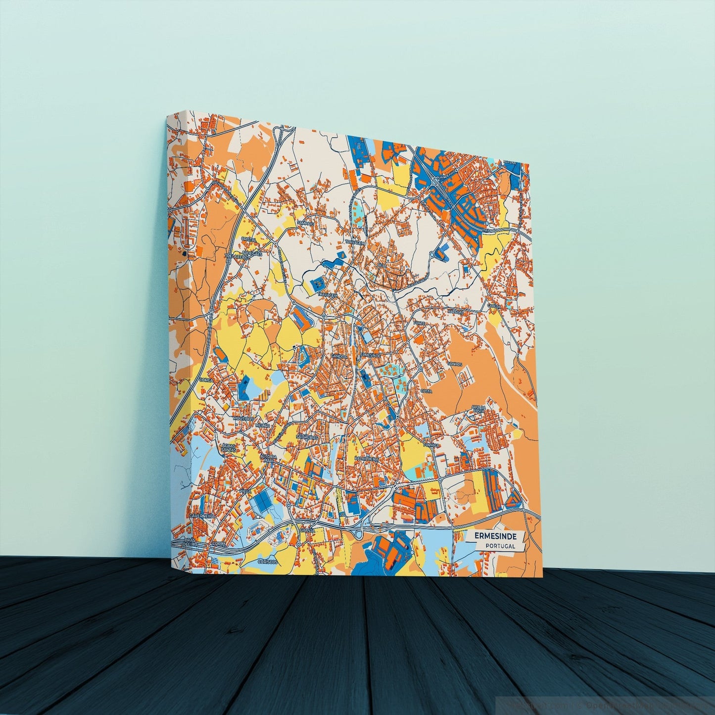 Ermesinde Portugal Colorful City Map Canvas Print