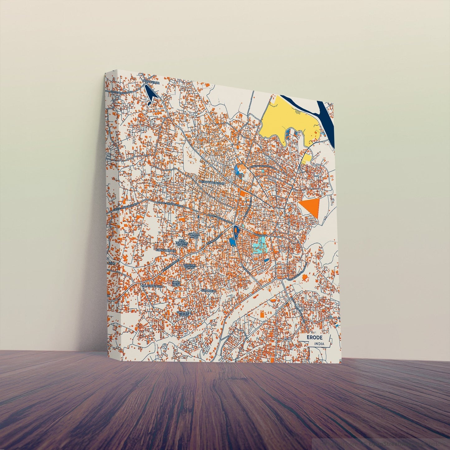 Erode India Colorful City Map Canvas Print